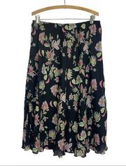 DRESS BARN flowy skirt midi floral motif black 22W