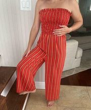 Orange and red fun and vibrant lightweight jumpsuit. Size S