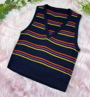 Striped Crop Sweater Vest Preppy