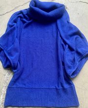 International Concepts Royal Blue Batwing Sleeve Turtleneck Sweater Poncho