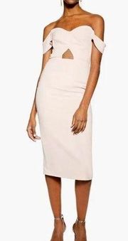 Topshop blush pink cutout off shoulder midi dress 6 NWT