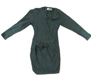 Tibi Green body Con Wrap V-Neck Long Sleeve Draped Womens Dress Size XS