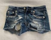 Miss me denim shorts women’s size 24 bling pockets