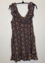 Lucca Couture Floral All Over Print Mini Dress Ruffle Scoop Neck EUC Sz Lg