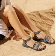 NEW Free People Sun Peaks Embellished Sandals in Silver Size 7