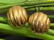 Vintage 60’s TRIFARI Polished Gold- tone Dome Clip On Earrings