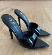 Forever 21 Olivia  Pointed Toe Slip on Heels in Black Patent