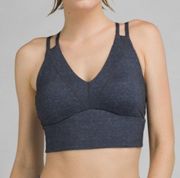 PrAna Women's Quartzite Cropped Top Sports Bra V-neck Strappy Grey Size Large