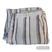 Talbots Linen Casual Pants Stripe Blue White Wide Leg Sz 6