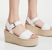 Minorca Platform Espadrille Sandal in White Pebbled Leather Size 9.5