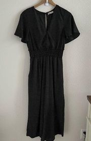 Illa Illa Polka Dot Wide Leg Smocked Waist Modest Jumpsuit Cropped Large