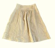 Jones New York Womens Size 4 Linen Pleated Side Zip Khaki A-Line Skirt