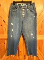 Peace Love Eco by Rewash Jeans Super High Rise Mom Blue Denim Distressed 9/29