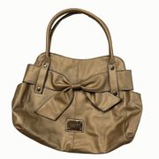 Nine West Champagne Shoulder Bag with Bow Detail Feminine Girly Preppy