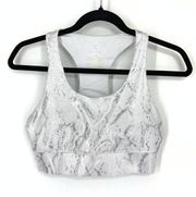 KYODAN Sports Bra Women's Size M Snakeskin Print Racerback Silver/White *FLAW