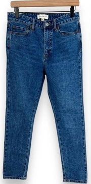 Something Navy Medium Wash High Rise Cropped Ankle Cigarette Skinny Jean Size 8