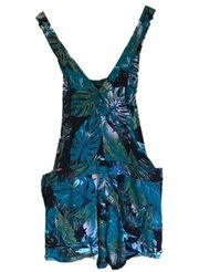 MUDD tropical print lightweight bib overall romper shorts size XS