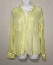 Cloth & Stone  Sheer Yellow Long Sleeve Woman’s Size Xsmall