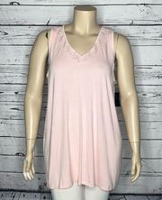 Lane Bryant NWT Size 22/24 Pink Eyelet Trim V-Neckline Viscose Knit Tank Top