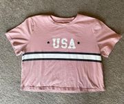 Baby Pink USA Crop Tee