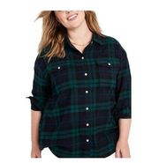 Old Navy  The Boyfriend Shirt Blue Size XL Plaid Flannel Classic Gorpcore Casual