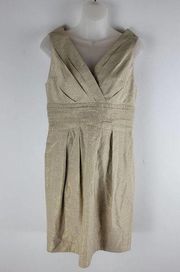 Shoshanna Gold Shimmer Sheath Dress Sleeveless Back Zip Size 8