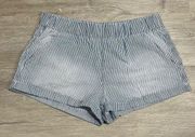 Striped Denim Roll Cuff High Rise Shorts Sz Large Women’s Blue