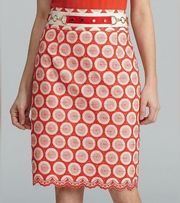 scallop geo print pencil skirt