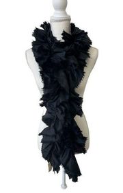 ADRIENNE LANDAU Black Ruffle Trim Scarf NEW