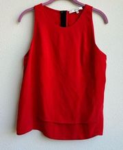 Milly New York Made in USA 100% Silk ? Red Sleeveless Zipper Back Blouse Size 4