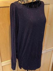 Jennifer Lopez Purple Sparkle Scoop Neck Top Small