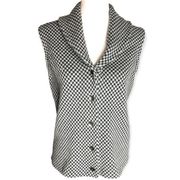 Chaps Black White Print Sleeveless Buttoned Down Vest