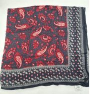 Old Navy Paisley and Floral Red and Blue Scarf One Size