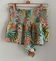 Rip Curl La Bonita Beach Short Smocked Waist Super Cheeky Small Tropical Floral