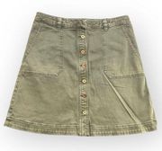 Anthropologie Pilcro and the Letterpress Skirt Cargo Green Button Front 10