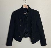 black womens blazer with gold button ( 4 )