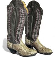 Tony Lama Python Two Tone Embroidered Western Boots Size 6R