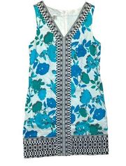 London times white blue floral printed dress women’s size 8 medium sleeveless