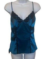 𝅺Love Squared EUC Blue Silky Lace Trim Cami Sz S