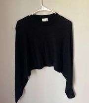 Aritzia Wilfred Free Lolan Black Wool / Linen Blend Cropped Sweater Size Small