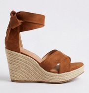 Lace-Up Espadrille Wedge Sandals Size 9WW