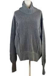 Zenana Oversized Gray Reverse Stitch Dolman Sleeve Turtleneck Size Medium