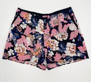 SUGARLIPS Shorts Neon Floral High Waisted Zip Back Black Twee Barbie Size Large