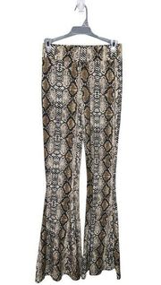 Entro Snakeskin Printed Stretchy Flare Leggings