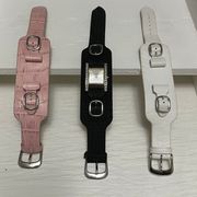 Vintage  Y2K Watch With 3 Interchangeable Leather Bands Black Pink White