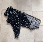 Jayley Black Asymmetrical Star Comfy Scarf Wrap Large