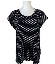 Michael Kors Women’s Shirt Size Medium Black And White Polka Dots Short Sleeve
