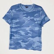 Splendid Blue Camo Short Sleeve Crewneck Tshirt