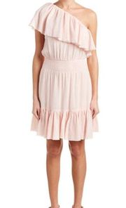 Rebecca Taylor one shoulder gauze dress Pink Summer Ruffle