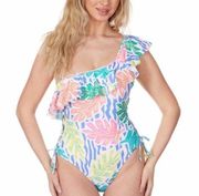 NWT XOXO TULUM RUFFLED ONE-SHOULDER SWIMSUIT